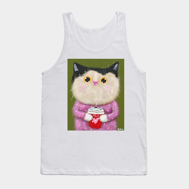 Valentine Coffee Tank Top by KilkennyCat Art